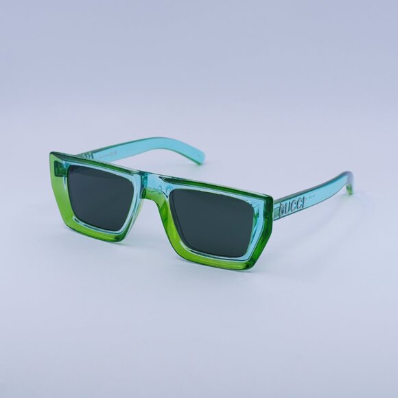 🕶️ New Gucci GG1723S 005 Sunglasses - Transparent Green/Lime Yellow Frame